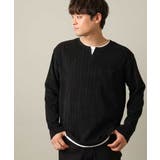 ブラック | 【楽してサマ見え】ケーブル柄フェイクレイヤードカットソー | a.v.v【MEN】