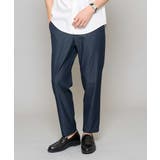 ネイビー | 【イージーケア/接触冷感】デニムライクストレッチアンクルセミルーズパンツ | a.v.v【MEN】