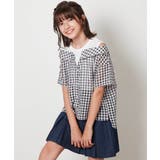 [140-150]シアーチェックオフショルレイヤードブラウス | a.v.v【KIDS】 | 詳細画像11 
