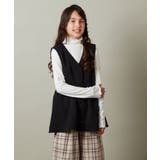 ブラックジャガード | [140-150]【セットアップ対応】ペプラムギャザージレ | a.v.v【KIDS】