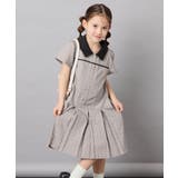 ベージュ | [130-160]【洗える】タックプリーツ襟付きワンピース | a.v.v【KIDS】
