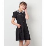 ブラック | [130-160]【洗える】タックプリーツ襟付きワンピース | a.v.v【KIDS】