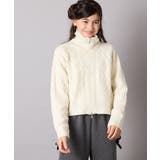 アイボリー | [130-160]【ダブルジップ/クロップド丈】ジップアップケーブルニット | a.v.v【KIDS】