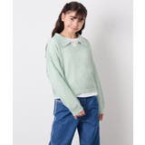 グリーン | [120 160][ママとお揃いコーデが叶う]襟付きメッシュニットレイヤードトッ… | a.v.v【KIDS】