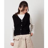 ブラック | [130]【2点セット】フリンジニットベストセット | a.v.v【KIDS】
