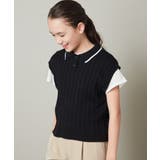 ブラック | [120-130]【2点セット】アイレット柄襟付きニットベストセット | a.v.v【KIDS】