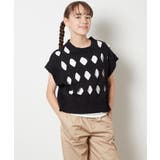 ブラック | [150-160]【2点セット】穴あきツイストニット＆インナーセット | a.v.v【KIDS】