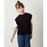 ブラック | [100-130]【2点セット】アイレット柄ニットベストセット | a.v.v【KIDS】