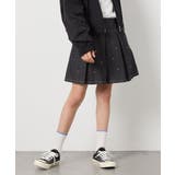 ブラック | [160]ビジュー付きデニムタックスカート | a.v.v【KIDS】