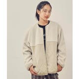 ベージュ | [100-130]ボア切り替えキルティングジャケット | a.v.v【KIDS】