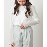 ホワイト | [150-160]袖シアー切り替えカットソー | a.v.v【KIDS】