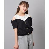 [120-160]【毛玉になりにくい/綿100％】オフショルドッキングTシャツ | a.v.v【KIDS】 | 詳細画像18 