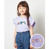 ラベンダー | [140-150]袖フリルスパンコールＴシャツ | a.v.v【KIDS】