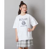 ホワイト | [160]エンブレム刺繍オーバーシルエットＴシャツ | a.v.v【KIDS】