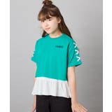グリーン | [130-160]【冷感/UVカット】レースアップロゴTシャツ | a.v.v【KIDS】