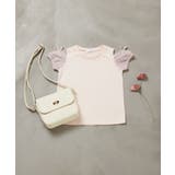 ピンク | [160]袖シアーオフショルＴシャツ | a.v.v【KIDS】