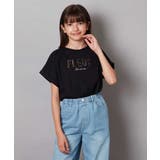 ブラック | [140-150]オーロラスパンコールロゴTシャツ | a.v.v【KIDS】