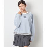 [140-160]ボーダーレイヤード風ロングTシャツ | a.v.v【KIDS】 | 詳細画像1 