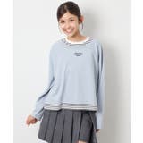 [140-160]ボーダーレイヤード風ロングTシャツ | a.v.v【KIDS】 | 詳細画像3 