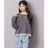 ダークグレー | [140-160]ボーダーレイヤード風ロングTシャツ | a.v.v【KIDS】