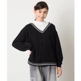 [120-160]配色ラインケーブルニットドッキングトレーナー | a.v.v【KIDS】 | 詳細画像11 