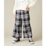 ネイビー | サス付きチェックワイドパンツ | a.v.v【KIDS】