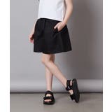 ブラック | [100-130]【セットアップ対応】麻調タックキュロットパンツ | a.v.v【KIDS】