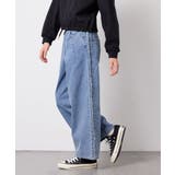 ブルー | [120-160]フリンジケミカルワイドデニム | a.v.v【KIDS】