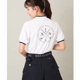 ホワイト | レディースゴルフウエア バックプリントモックネックトップス | a.v.v【WOMEN】