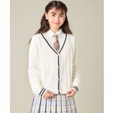 ホワイト | [150-160]【卒服】配色ケーブルカーディガン | a.v.v【KIDS】