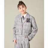 ライトグレー(チェック柄) | [150-160]【卒服】【エンブレム付き】ショートテーラードジャケット | a.v.v【KIDS】