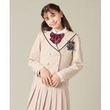 ベージュ | [150-160]【卒服】【エンブレム付き】配色セーラーカラージャケット | a.v.v【KIDS】