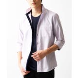 ピンク | 【日本製生地使用】シャドーバイヤスストライプ七分袖シャツ | MK MICHEL KLEIN homme