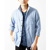 ブルー | 【洗える】フレンチリネンドビースタンドカラーシャツ | MK MICHEL KLEIN homme
