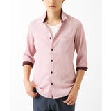ピンク | 【洗える】楊柳ストライプ七分袖シャツ | MK MICHEL KLEIN homme