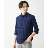 【大きいサイズあり】七分袖シャツ/インディゴタイプライターチェック | MK MICHEL KLEIN homme | 詳細画像17