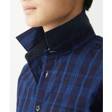 【大きいサイズあり】七分袖シャツ/インディゴタイプライターチェック | MK MICHEL KLEIN homme | 詳細画像18