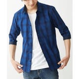 【大きいサイズあり】七分袖シャツ/インディゴタイプライターチェック | MK MICHEL KLEIN homme | 詳細画像2