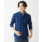 【大きいサイズあり】七分袖シャツ/インディゴタイプライターチェック | MK MICHEL KLEIN homme | 詳細画像3