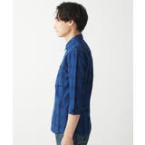 【大きいサイズあり】七分袖シャツ/インディゴタイプライターチェック | MK MICHEL KLEIN homme | 詳細画像6