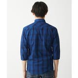 【大きいサイズあり】七分袖シャツ/インディゴタイプライターチェック | MK MICHEL KLEIN homme | 詳細画像7