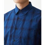 【大きいサイズあり】七分袖シャツ/インディゴタイプライターチェック | MK MICHEL KLEIN homme | 詳細画像8