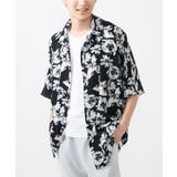 ブラック | ドルマンスリーブ花柄シャツ | MK MICHEL KLEIN homme