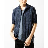 ネイビー | カノコペンキプリント七分袖シャツ | MK MICHEL KLEIN homme