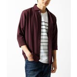 パープル | 【洗える】清涼ブロックサッカー七分袖シャツ | MK MICHEL KLEIN homme