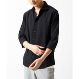 ブラック | 【洗える】清涼ブロックサッカー七分袖シャツ | MK MICHEL KLEIN homme