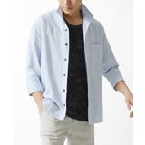 ライトブルー | 【7分袖/洗える】スタンドカラーシャツ / ストライプサッカー | MK MICHEL KLEIN homme