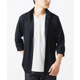 ブラック | 【大きいサイズあり】七分袖シャツ/ペンシルストライプジャージ | MK MICHEL KLEIN homme