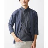 ネイビー | ノーカラーカーディガン / バックハニカム | MK MICHEL KLEIN homme