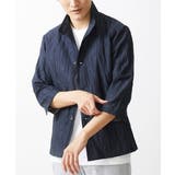 ネイビー | 【大きいサイズあり】スタンドカラーシャツ/リネンワッシャー | MK MICHEL KLEIN homme